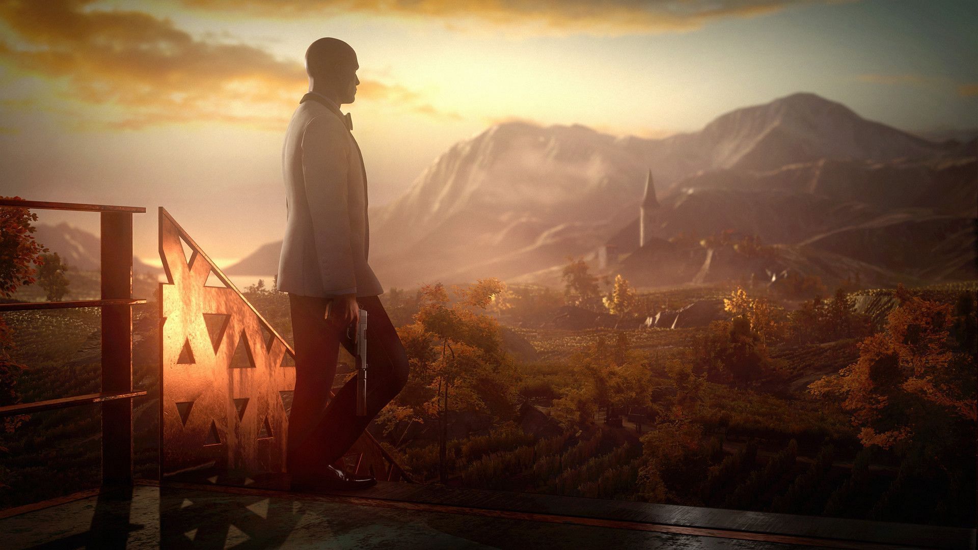 Agent 47 with a silenced Silverballer in hand (Image via IO Interactive)